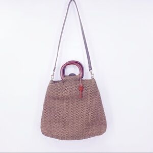 Fossil Vintage Woven Handbag With Shoulder Strap Dark Brown